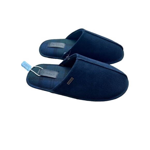 Barbour Navy Suede Indoor Tartan Slippers ( 8 ) - Picture 1 of 3